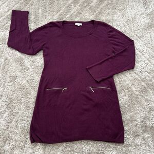 Joseph A. Women’s Sweater Top Size XL Long Sleeves Pullover Burgundy Scoop Neck